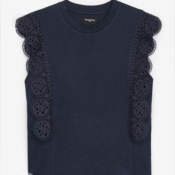 The Kooples Sleeveless Navy Blue Cotton Women's T-Shirt Size 1 - Picture 2 of 8